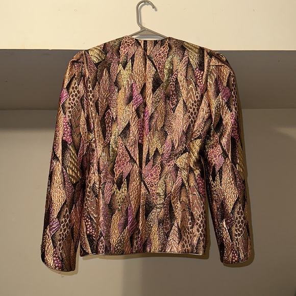Rare Vintage Gold shimmer & shine brocade cocktail jacket. Woman’s 10. - Picture 10 of 14